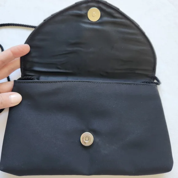 Le Regale Black Evening Formal Shoulder Bag Clutch Crossbody Elegant Glam Classy - Picture 8 of 13